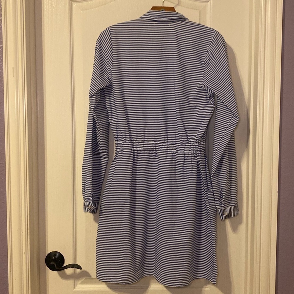Womens Blue and White Striped Button Up Collared Dress Size Medium NWOT - Picture 3 of 13